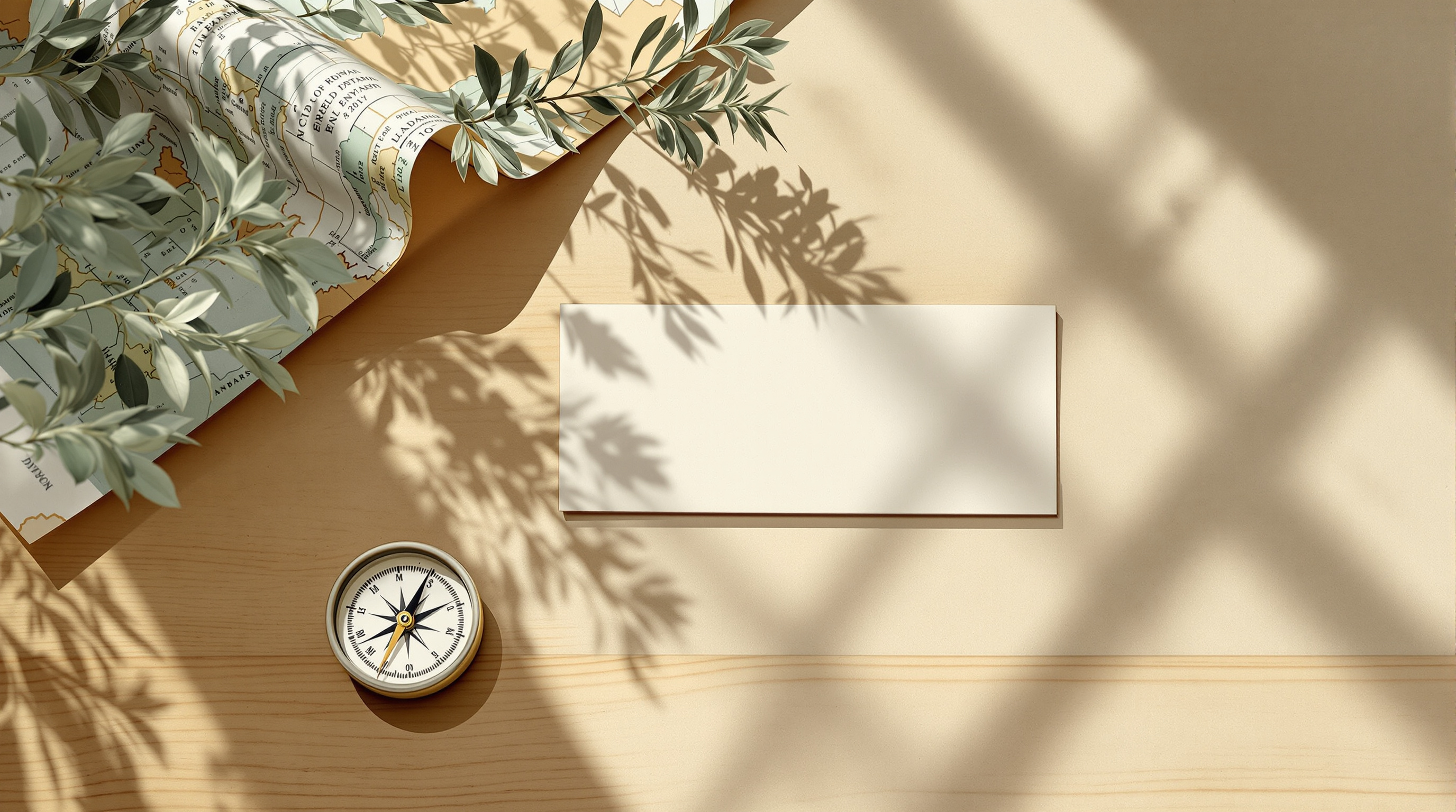 A compass and folded map on a warm surface, symbolizing finding the right guide
